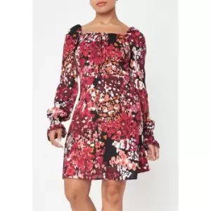 Missguided Tall Floral Print Milkmaid Mini Dress - Multi