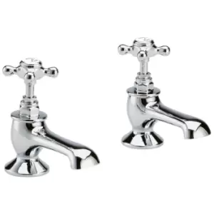 image of Hudson Reed White Topaz With Crosshead Bath Taps - Chrome / White