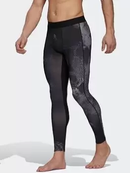 Image of adidas Techfit Allover Print Training Long Tights, Multi Size M Men