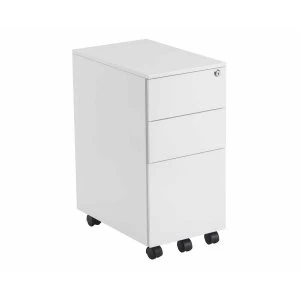 Image of TC Office Talos Steel Slimline 3 Drawer Mobile Pedestal with Filing Drawer, White