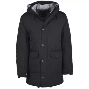 Image of Barbour Mens Moben Quilted Jacket Black/Grey Stone Tartan Large