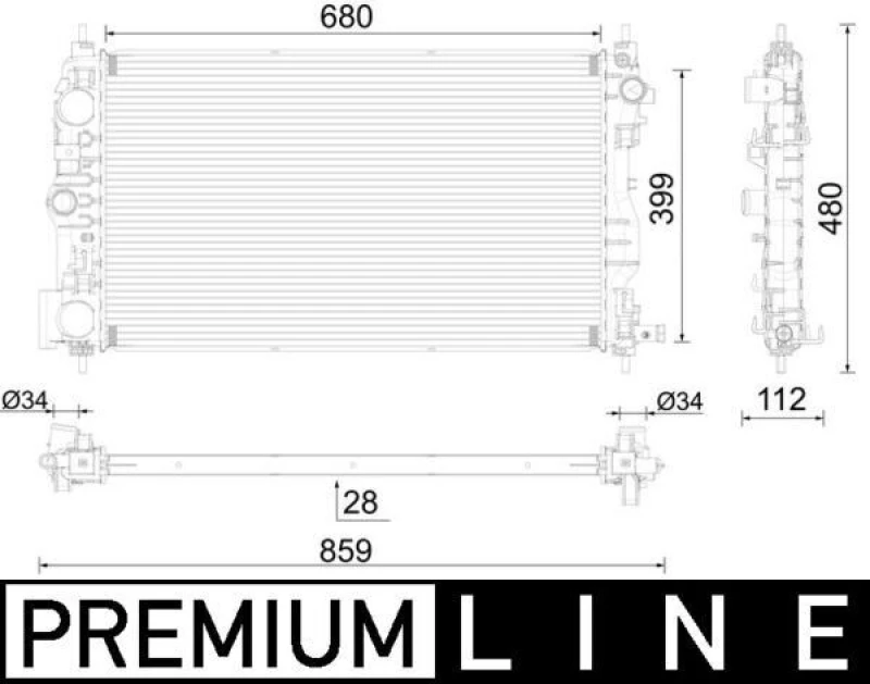 Image of MAHLE CR 2594 000P Engine radiator Aluminium, Brazed cooling fins Radiator,engine cooling (470)