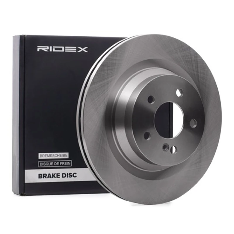 Image of RIDEX 82B1302 Brake disc Rear Axle, Vented, Cast Iron, Uncoated, Untreated, without bolts/screws Cast Iron Brake Disc (82)