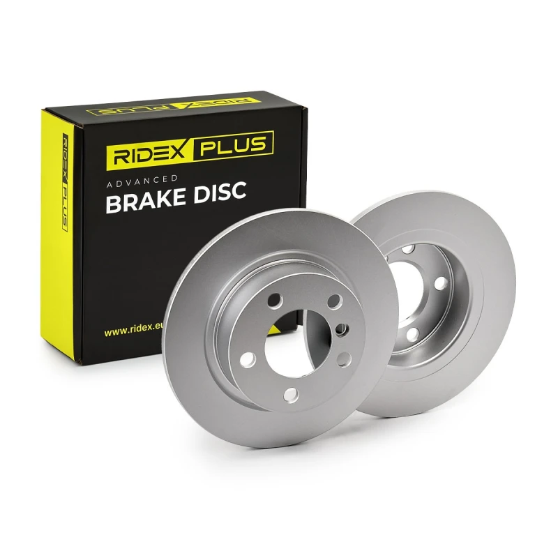 Image of RIDEX PLUS 82B1042P Brake disc Rear Axle, solid, Grey Cast Iron, Coated, High-carbon, without bolts/screws Grey Cast Iron Brake Disc (82)