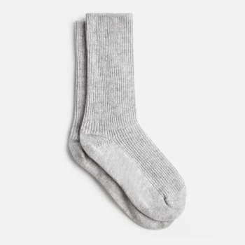 image of ESPA Home Cashmere Ribbed Knit Socks - Silver