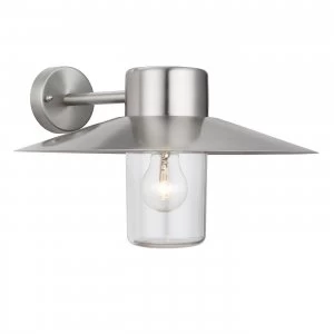 Image of 1 Light Outdoor Dome Wall Light Clear Glass, Polished Stainless Steel IP44, E27
