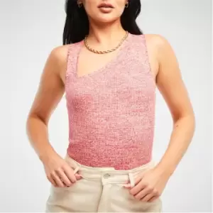 image of Missguided Rib Asymmetric Neck Knit Bodysuit - Pink