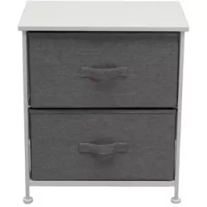 image of Lotte Modern 2 Tier Cube Fabric Basket Storage Unit Grey & White - Grey