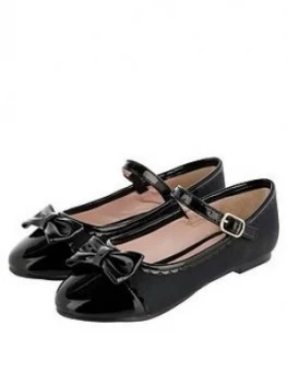 Image of Monsoon Girls Delilah Scallop Toe Cap Ballerina - Black, Size 9 Younger