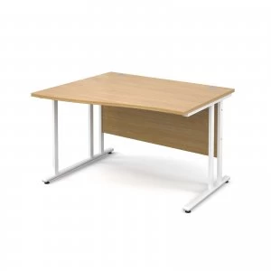 Maestro 25 WL Left Hand Wave Desk 1200mm - White Cantilever Frame OAK