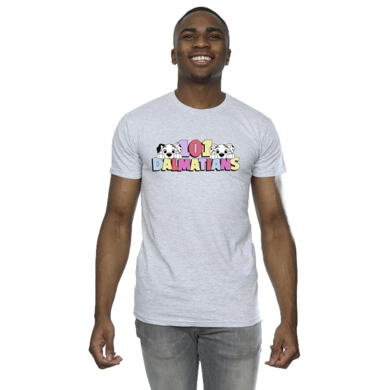 Image of Disney Men 101 Dalmatians Multi Colour T-Shirt in Grey Size: Small Grey S Male 5059934307803