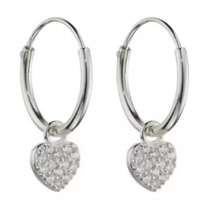 Image of Small Pave Heart Assembled Hoop Earrings E5996C