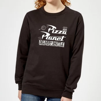 image of Toy Story Pizza Planet Logo Womens Sweatshirt - Black