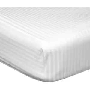 image of Belledorm 540 Thread Count Satin Stripe Extra Deep Fitted Sheet (Double) (White) - White