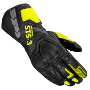 Image of Spidi Sts-3 Black Fluo Yellow Motorcycle Gloves 2XL