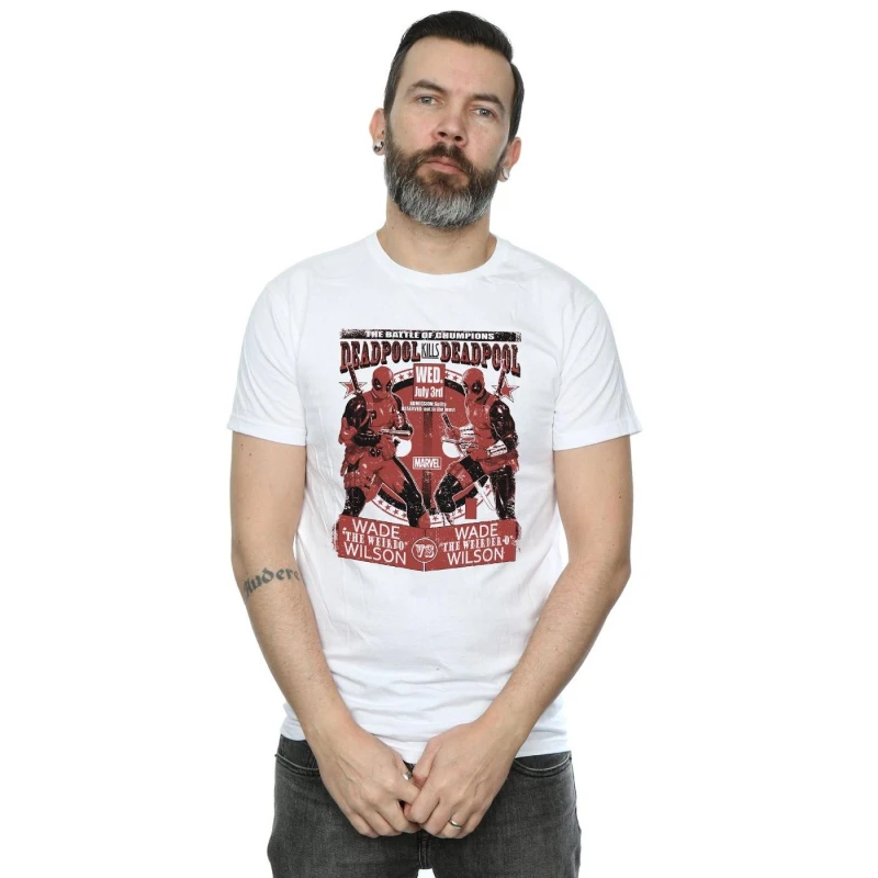 Image of Marvel Marvel Men Deadpool Vs Deadpool T-Shirt in White Size: Small White S Male 5057736421635