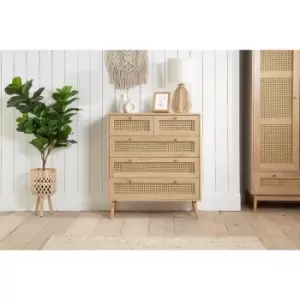 image of Croxley 5 Drawer Rattan Chest Oak - Oak