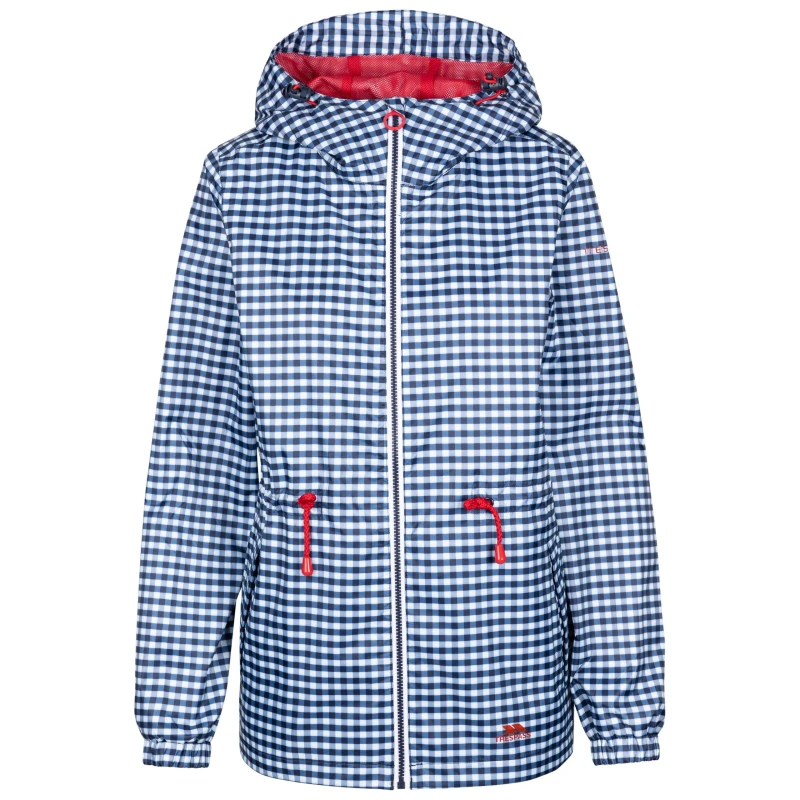 Image of Trespass Womens Niggle Sealed Seams Lightweight Waterproof Jacket Navy Gingham female 8 (XS)