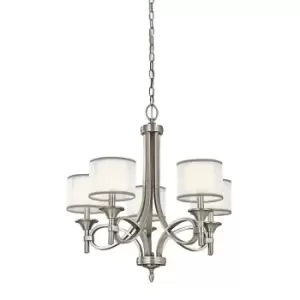 Image of 5 Bulb Chandelier LIght White ORGANAZA Shade Antique Pewter LED E14 60W