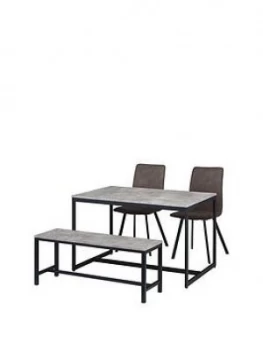 Julian Bowen Staten 120 Cm Dining Table + Bench + 2 Monroe Chairs