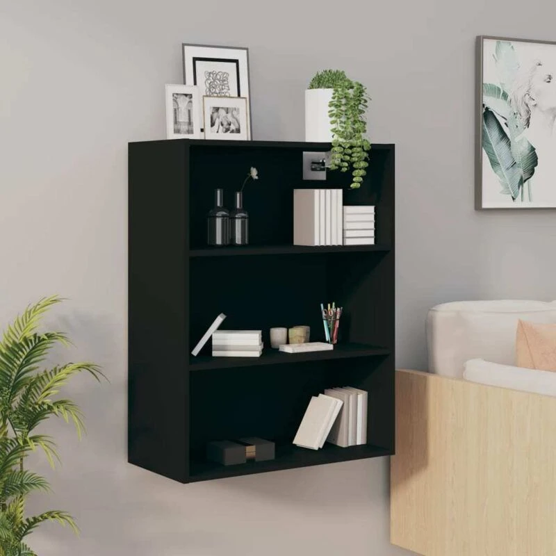 Image of Vidaxl Hanging Wall Cabinet Black 69.5X32.5X90 Cm, Black 812313