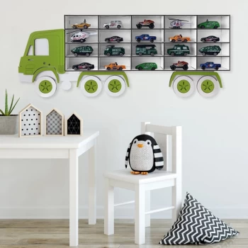 image of Kamyon - White, Green White Green Decorative MDF Wall Shelf