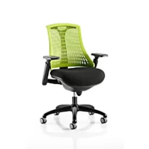 Image of Dynamic Synchro Tilt Task Operator Chair Height Adjustable Arms Green Back, Black Seat, Black Frame Without Headrest Medium Back