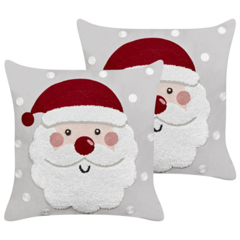 Image of Beliani Set Of 2 Decorative Cushions Sweetener Velvet 45 X 45cm Grey