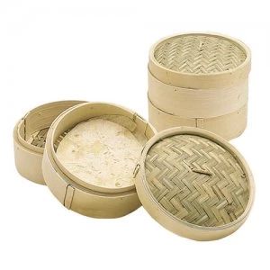 image of Kitchen Craft 2-Tier Bamboo Steamer with Lid