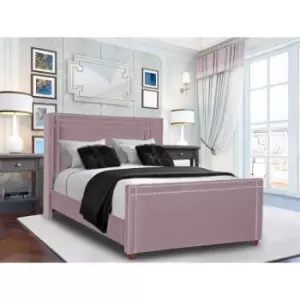 Image of Cubica Bed King Plush Velvet Pink