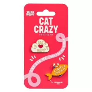 Image of Wild and Woofy Pin & Pet Tag Set - Cat - Black