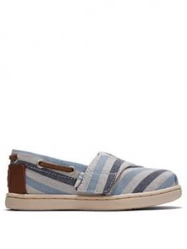 Toms Toddler Boys Alpargata Striped Canvas Shoe - Blue, Size 5 Younger