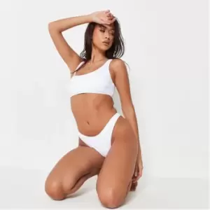 image of Missguided High Leg Boomerang Bikini Bottoms - White