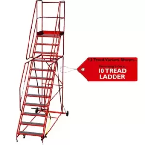 image of 10 Tread HEAVY DUTY Mobile Warehouse Stairs Anti Slip Steps 3.25m Safety Ladder