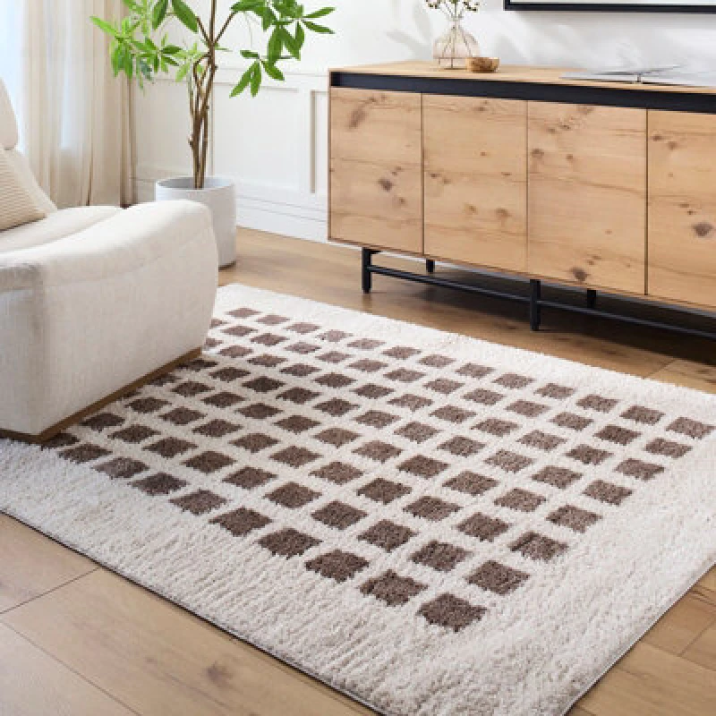 Image of Livabliss Machine Washable Modern Shaggy Dark Brown Laurine Area Rug 200 X 275cm - Easy Care, Non Shedding, Ideal For Living Room & Bedroom