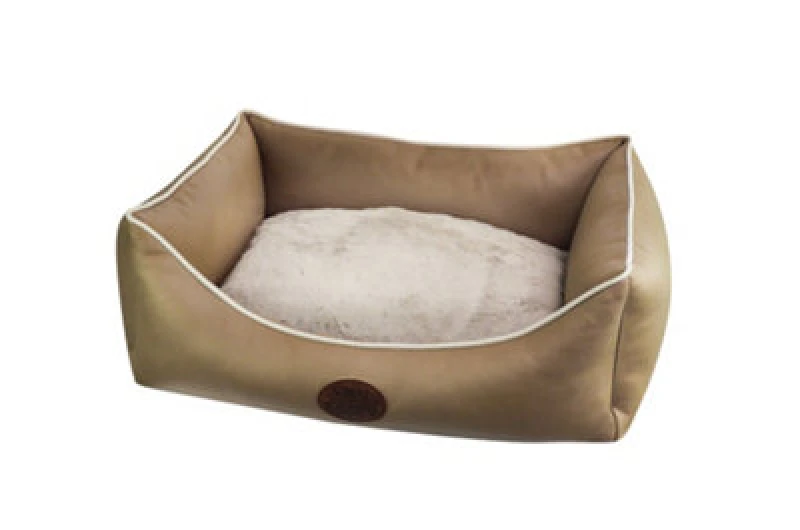 Image of Snug & Cosy Pets Snug And Cosy Tuscany Sand Faux Leather Rectangle Bed