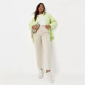 Image of Missguided Highwaisted Raw Hem Mom Jean Sand - Neutral