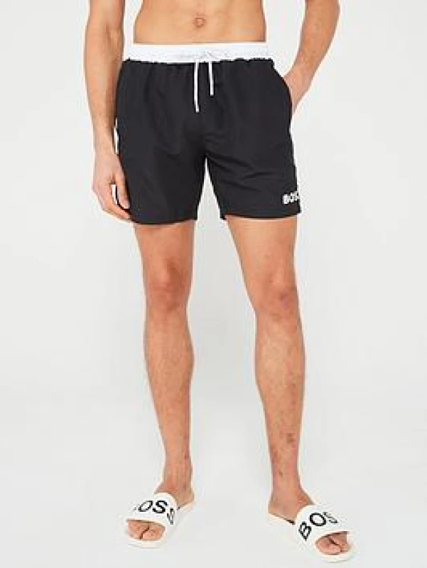 Image of Boss Mens BOSS Bodywear Starfish Swim Shorts - Breathable Mesh - Black Male XL