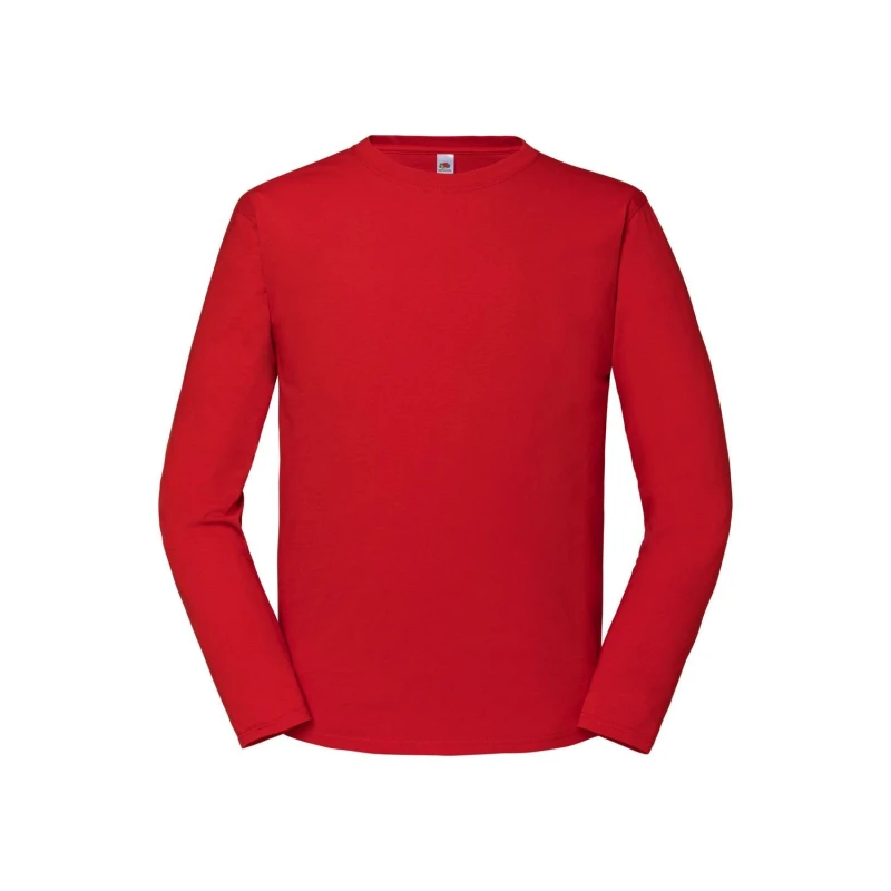 Image of Fruit Of The Loom Fruit of the Loom Men Iconic Premium Long-Sleeved T-Shirt in Red Size: X-Small Red XS Male 5063377069174