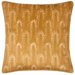 image of Wisteria Printed Velvet Cushion Gold / 50 x 50cm / Polyester Filled