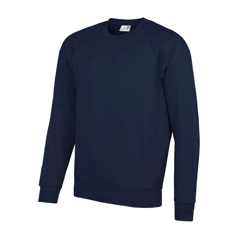 Image of AWDis AWDis Men Academy Crew Neck Raglan Sweatshirt in Navy Size: X-Small Navy XS Male 5054752809300