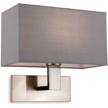 image of Firstlight - Raffles Wall Lamp Brushed Steel with Rectangle Grey Shade