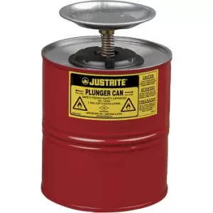 image of Justrite Plunger can, sheet steel, zinc plated and painted, capacity 4 l