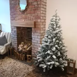 Image of Kaemingk 6ft (180cm) Snow Flocked Imperial Pine Hinged Christmas Trees