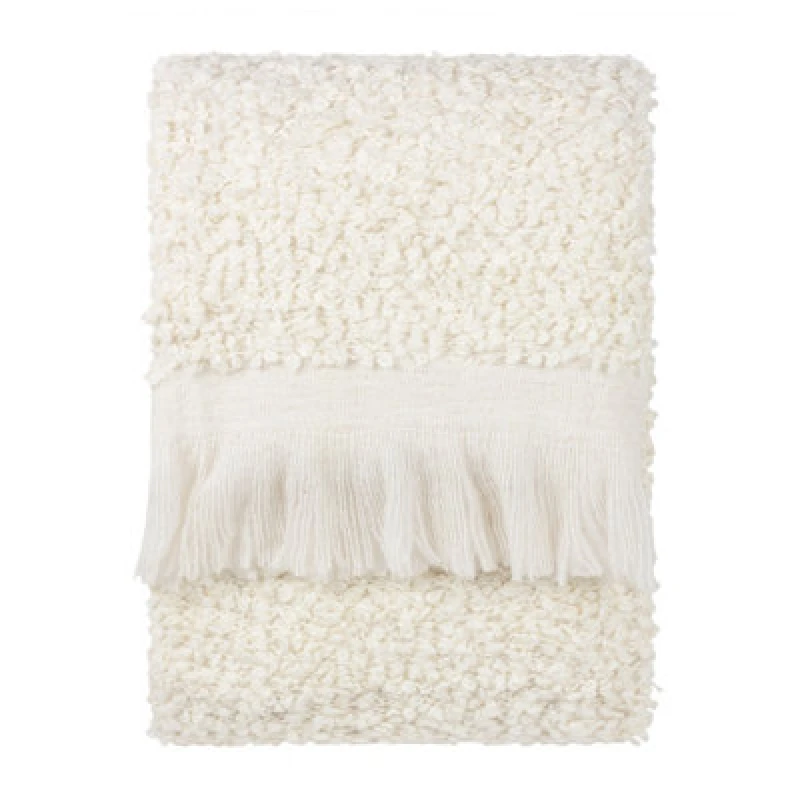 Image of Yard Ulsmere Boucle Fringed Throw, White 5.02553E+12