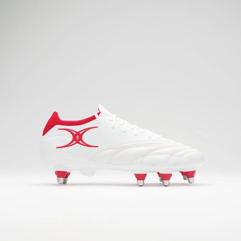 Image of Gilbert Icon Players 8 Soft Ground Rugby Boots Adults White unisex 8 (42)