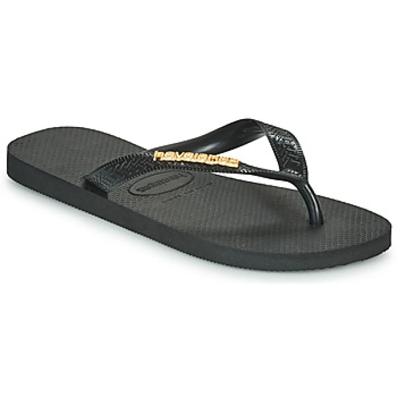 Image of Havaianas TOP LOGO METALLIC womens Flip flops / Sandals (Shoes) in Black