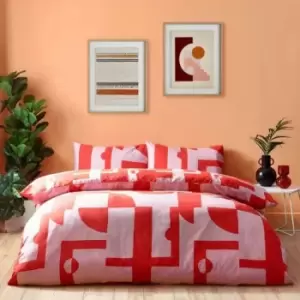Image of Furn Manhattan Abstract Duvet Cover Set (King) (Pink/Red)