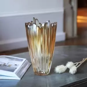 Image of Amber Rippled Glass Vase H30Cm W20.5Cm