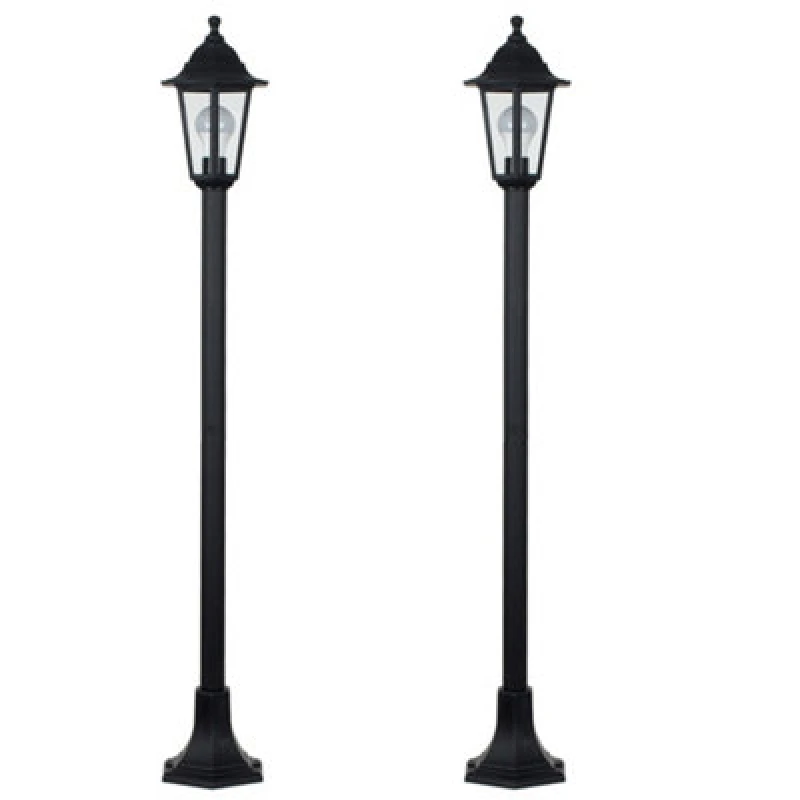 Image of Valuelights Mayfair Pair Of Traditional Victorian Style 1.2M Black Ip44 Outdoor Garden Lamp Post Bollard Lights LED Bulbs 3000K